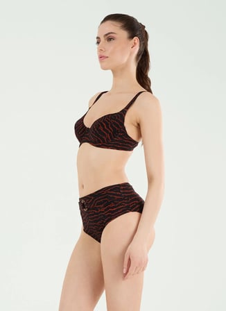 Louren Siyah Kadın Desenli Bikini Takım B21071