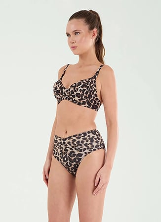 Louren Siyah Kadın Leopar Bikini Takım B21077