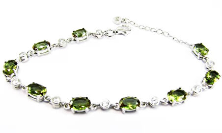 lilahgümüştr Gümüş Zultanit Oval Taşlı Bileklik