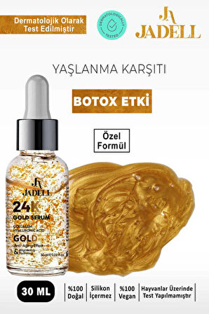 JADELL 24k Altın Göz ve Yüz Çevresi Doğal Vegan Botoks Etkili Yaşlanma Karşıtı Bakım Serumu 30 ml