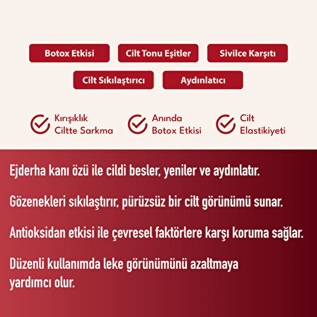 JADELL Botox Etkili Dragon's Facial Kışıklık Sarkma Sivilce Karşıtı Sıkılaştırıcı ve Aydınlatıcı Yüz Serumu 30 ml