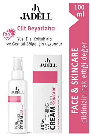 JADELL Genital Bölge Beyazlatıcı Cilt Beyazlatıcı Krem Aydınlatıcı Onarıcı Vegan FACE ve SKINCARE Koltuk Altı Diz Dirsek Kararma Karşıtı 30+SPF