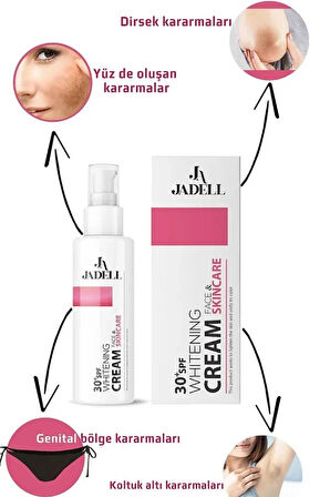 JADELL Genital Bölge Beyazlatıcı Cilt Beyazlatıcı Krem Aydınlatıcı Onarıcı Vegan FACE ve SKINCARE Koltuk Altı Diz Dirsek Kararma Karşıtı 30+SPF