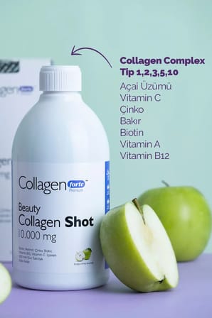 Collagenforte Collagen Shot 500ml 5 Tip Sıvı Kolajen, Biotin, B12, C Vitamini, Çinko & Retinol Kompleks