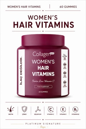 Collagen Forte Kadınlar Için Saç Vitaminleri, 60 Gummies 120g, Biotin, Folik Asit, Saçlarınıza Güzellik Desteği