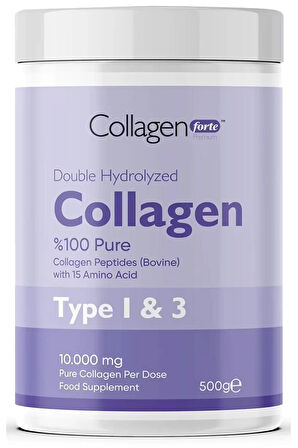 Platinum Collagen Powder 500g, %100 Saf, Doğal Çift Hidrolize Kolajen Peptitler (50 PORSİYON)