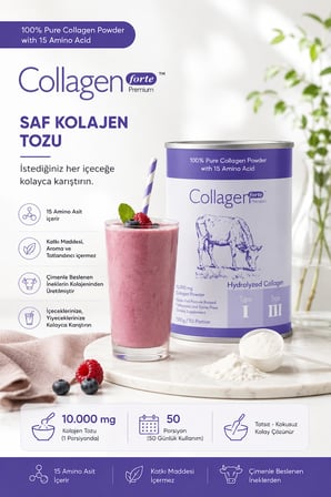 Platinum Collagen Powder 500G,  , Doğal Çift Hidrolize Kolajen Peptitler (50 Porsi̇Yon)