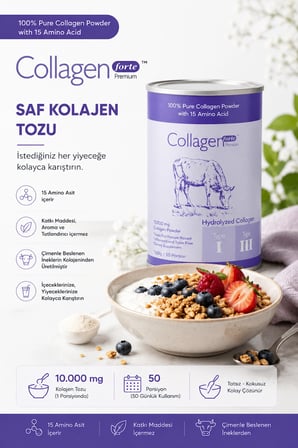 Platinum Collagen Powder 500G,  , Doğal Çift Hidrolize Kolajen Peptitler (50 Porsi̇Yon)