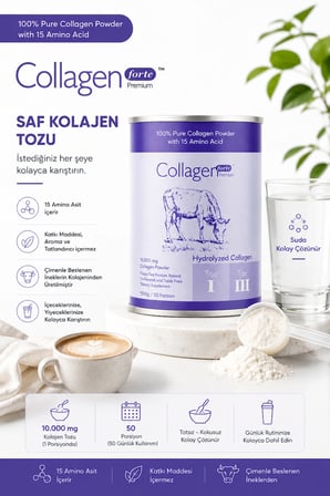Platinum Collagen Powder 500G,  , Doğal Çift Hidrolize Kolajen Peptitler (50 Porsi̇Yon)