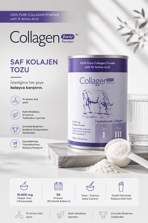 Platinum Collagen Powder 500G,  , Doğal Çift Hidrolize Kolajen Peptitler (50 Porsi̇Yon)
