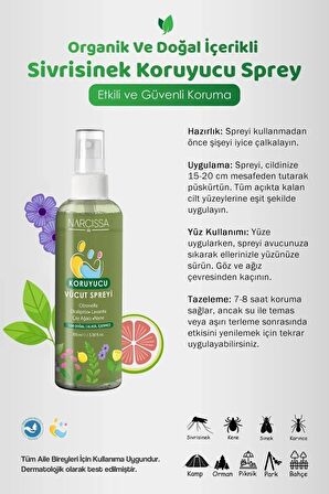 Narcissa Doğal Sivrisinek Koruyucu Sprey, Etkili Koruma, Bebek ve Çocuklar İçin Güvenli 100ML