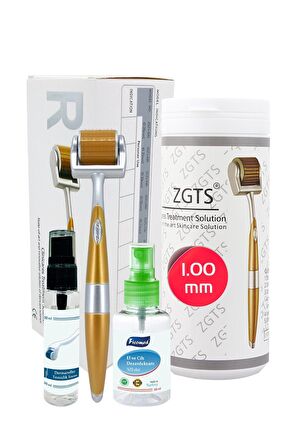 Zgts Gold Line Dermaroller 1.00mm Titanyum 192 İğneli Saç Yüz Cilt İçin Derma Roller