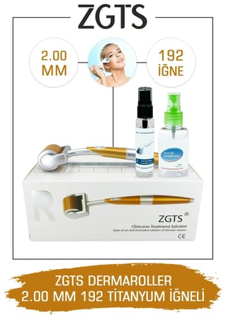 Zgts Dermaroller - 2,00 mm Ölçü - 192 Titanyum İğneli - Saç Sakal Yüz ve Cilt Bakım Derma Roller