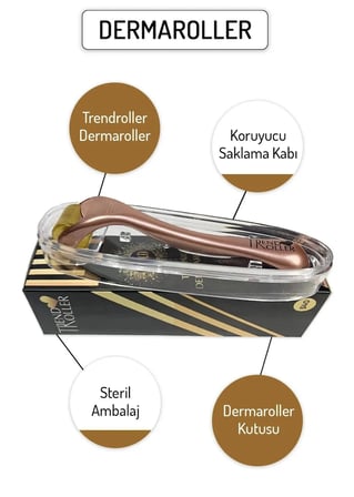 Trendroller Dermaroller - 0,50 mm Ölçü - 540 Titanyum İğneli - Saç Sakal Yüz ve Cilt Bakım Derma Roller
