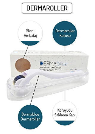 Dermablue 0.50mm Dermaroller 540 Titanyum Iğneli Orijinal Derma Roller