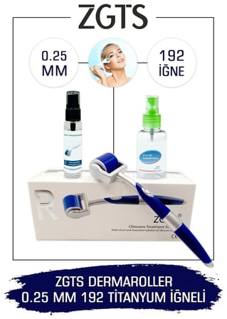 Zgts Dermaroller - 0,25 mm Ölçü - 192 Titanyum İğneli - Saç Sakal Yüz ve Cilt Bakım Derma Roller