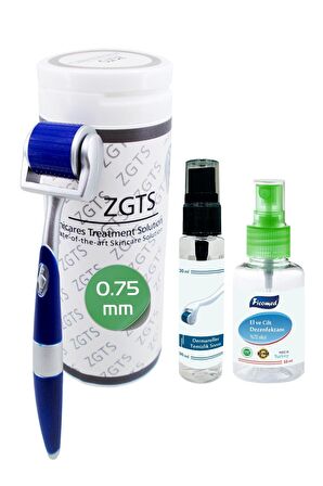 Zgts Blue Line Dermaroller 0.75mm Titanyum 192 İğneli Saç Yüz Cilt İçin Derma Roller