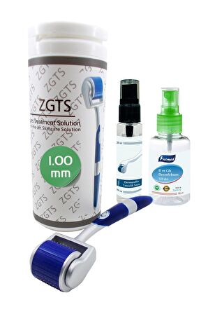 Zgts Blue Line Dermaroller 1.00mm Titanyum 192 İğneli Saç Yüz Cilt İçin Derma Roller