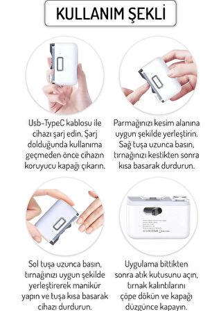 Kadınshop Şarjlı Tırnak Kesme Ve Manikür Cihazı Elektrikli Tırnak Makası Manikür Makinesi