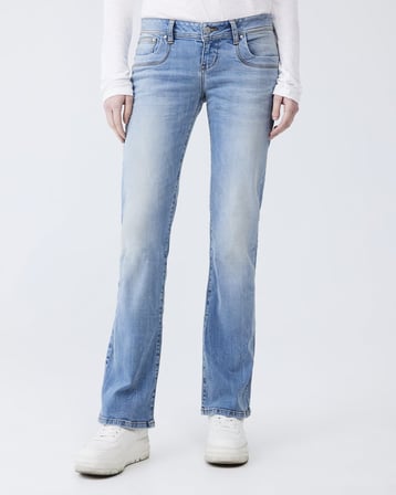 Valerıe Düşük Bel Boru Paça Mid Indigo Jean Pantolon