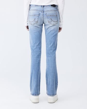 Valerıe Düşük Bel Boru Paça Mid Indigo Jean Pantolon