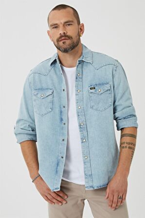 Slim Fit Dar Kesim Denim Gömlek