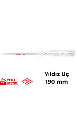İzeltaş Elektrik Kontrol Kalemi Yıldız Uçlu 190 mm Elektrikçi Profesyonel Paslanmaz Çelik Güvenli Sağlam Uzun Ömürlü Priz Ölçüm Tornavidası