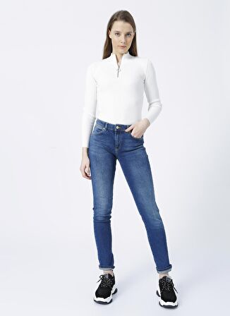 Wrangler W28LX785U  Slim Fit Düz Koyu Mavi Kadın Denim Pantolon