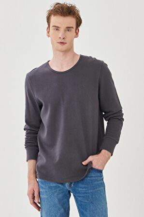 Regular Fit Normal Kesim %100 Pamuk Sıfır Yaka Sweatshirt