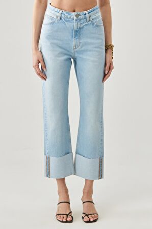 Stella A Line Fit %100 Pamuk Çok Yüksek Bel İspanyol Paça Jean Kot Pantolon