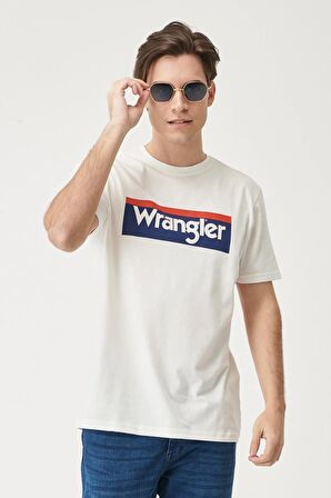 Wrangler Sıfır Yaka Regular Fit Ekru Erkek T-Shirt W7H4D3737