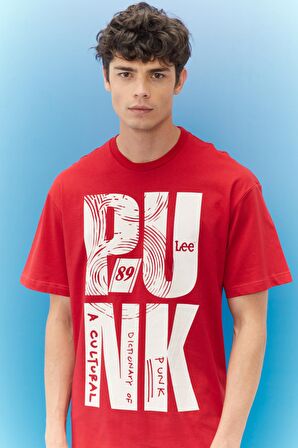 Loose Fit %100 Pamuk Bisiklet Yaka Kırmızı Tişört