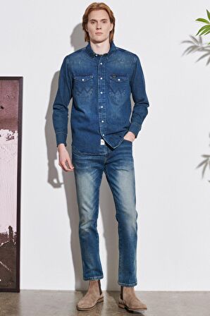 Wrangler Regular Fit Erkek Gömlek W5D1NC152 Kısa Kollu Jean Gömlek