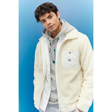 Regular Fit Normal Kesim Tam Fermuarlı Krem Sherpa Ceket