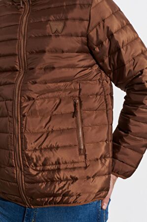 Regular Fit Normal Kesim Dik Yaka Kiremit Şişme Mont