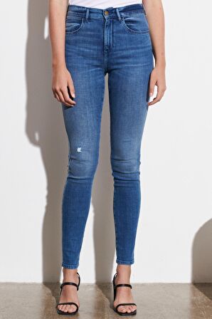 Skinny Fit Dar Kesim Yüksek Bel Esnek Jean Kot Pantolon