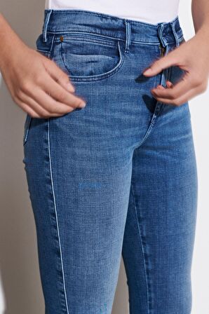 Skinny Fit Dar Kesim Yüksek Bel Esnek Jean Kot Pantolon