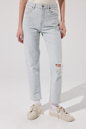 Carol Cropped Straight Fit Yüksek Bel Esnek Jean Kot Pantolon