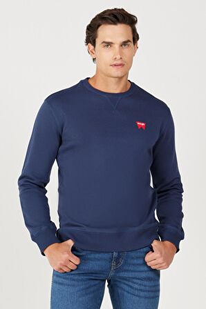 Regular Fit Normal Kesim %100 Pamuk Bisiklet Yaka Lacivert Swetshirt