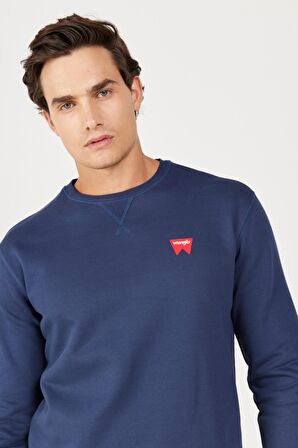 Regular Fit Normal Kesim %100 Pamuk Bisiklet Yaka Lacivert Swetshirt