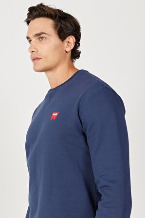 Regular Fit Normal Kesim %100 Pamuk Bisiklet Yaka Lacivert Swetshirt