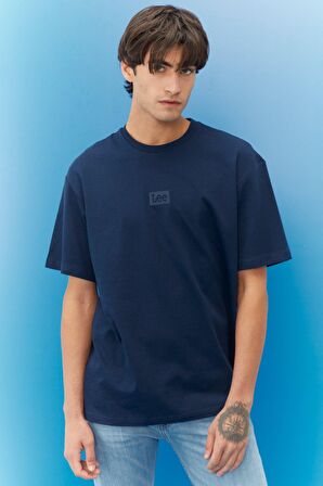 Loose Fit Rahat Kesim %100 Pamuk Bisiklet Yaka Lacivert Tişört