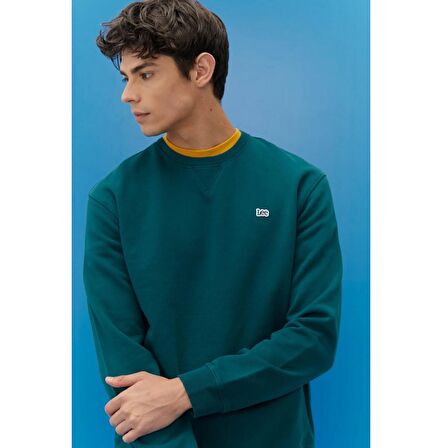 Regular Fit Normal Kesim %100 Pamuk Bisiklet Yaka Şardonlu Sweatshirt