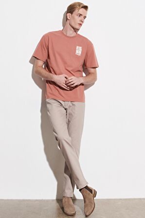 Loose Fit Rahat Kesim %100 Pamuk Bisiklet Yaka Tişört