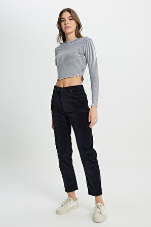 Carol Cropped Straight Fit Yüksek Bel Esnek Jean Kot Pantolon