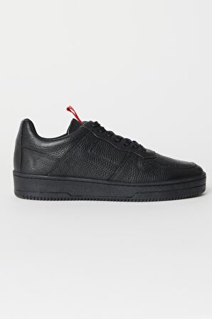 %100 Deri Siyah Flotter Sneaker Ayakkabı