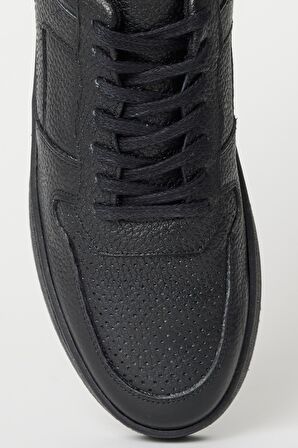 %100 Deri Siyah Flotter Sneaker Ayakkabı