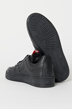 %100 Deri Siyah Flotter Sneaker Ayakkabı