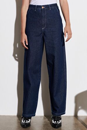 Carpenter Fit %100 Pamuk Çok Yüksek Bel Geniş Paça Jean Kot Pantolon