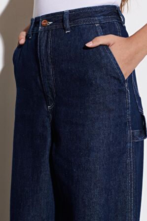 Carpenter Fit %100 Pamuk Çok Yüksek Bel Geniş Paça Jean Kot Pantolon